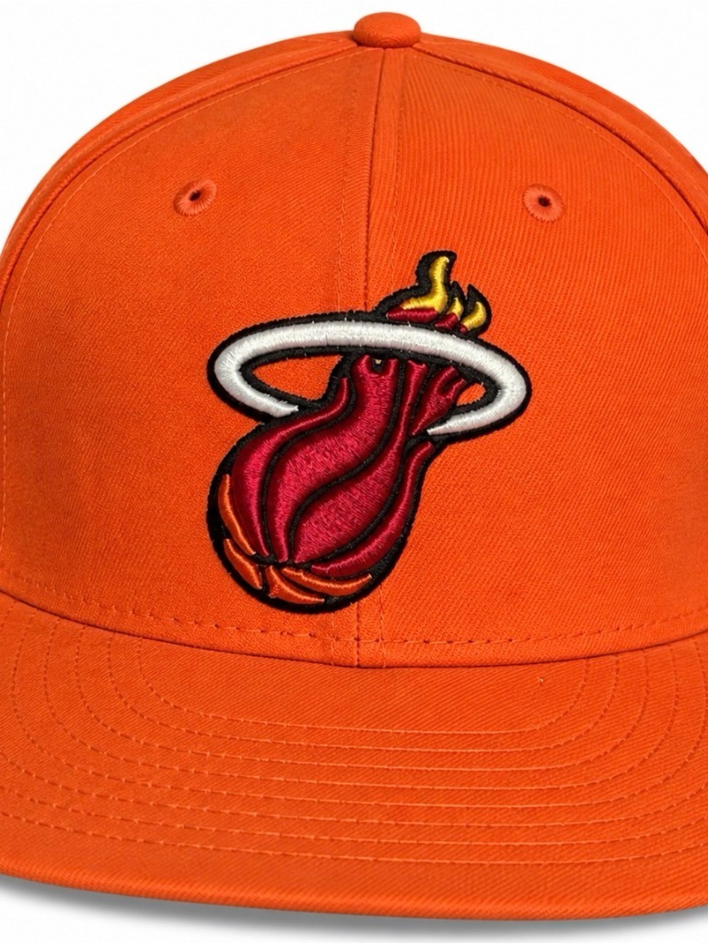 New Era Orange Miami Heat Flaming Basketball Fitted Cap 7 3/4
